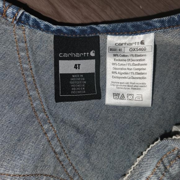 Carhartt Kids Blue Denim Overall Shorts - Picture 4 of 4